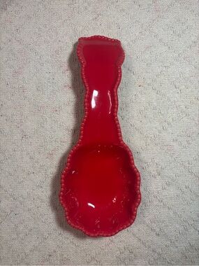 Red Decorative Glass Spoon Rest
